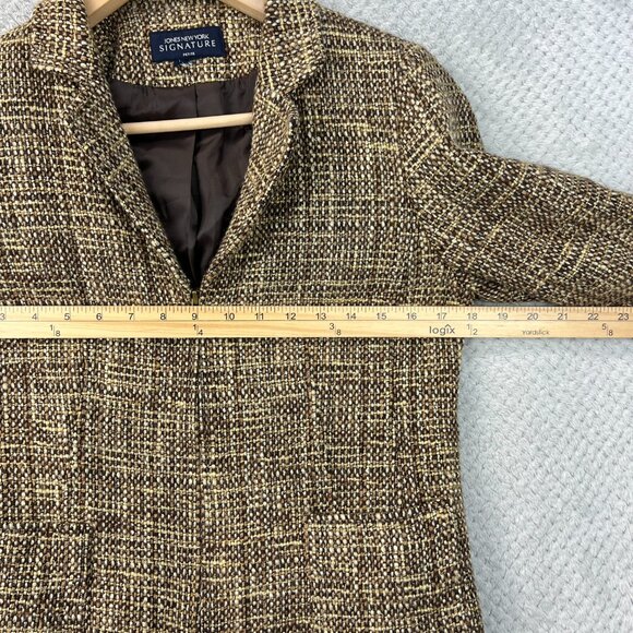 Jones New York Signature Womens Boucle Tweed Blazer Tan Brown Classic Petite Sma - Picture 13 of 16
